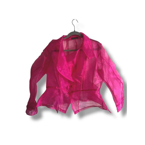 Sheer pink button front top - Picture 1 of 6